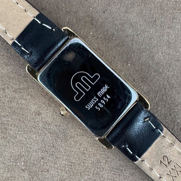 Vintage beautiful rectangular gold-plated quartz Luxury watch by Maurice Locroix - Picture 8 of 11